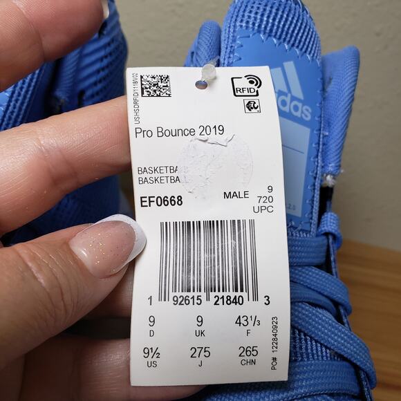 Adidas Men's Size 9.5 Pro Bounce Basketball Athletic Sneakers Light Blue New - Picture 6 of 9